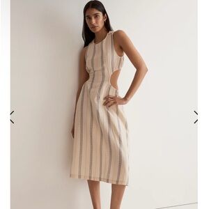Madewell sz L Cut Out Midi Dress Textural Cotton